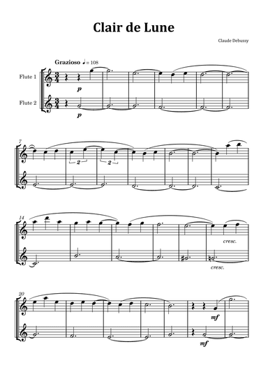 Clair de Lune by Debussy - Flute Duet (arr. Glauco Fernandes)