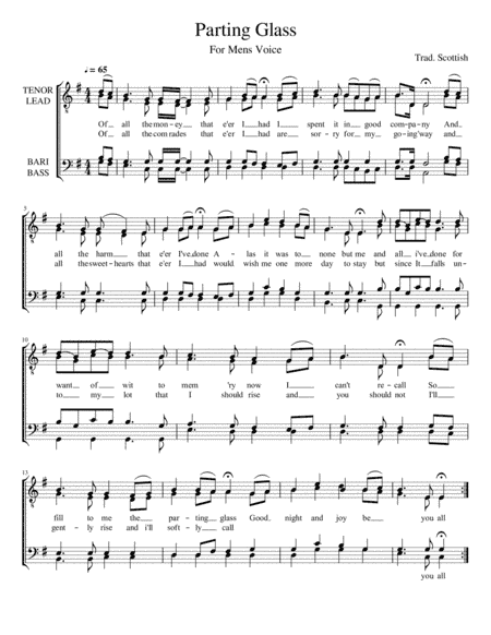 The Parting Glass (TTBB) (arr. Jacob Lambert)