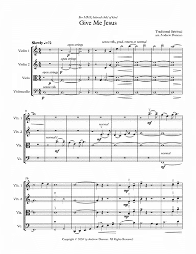 Give Me Jesus - String Quartet (arr. Andrew Duncan)
