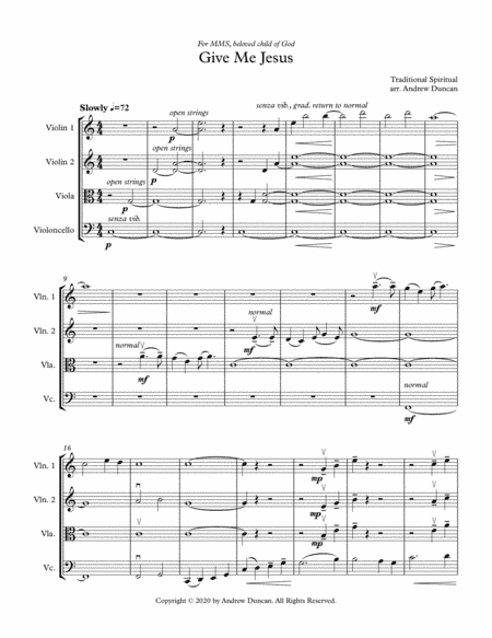 Give Me Jesus - String Quartet (arr. Andrew Duncan)