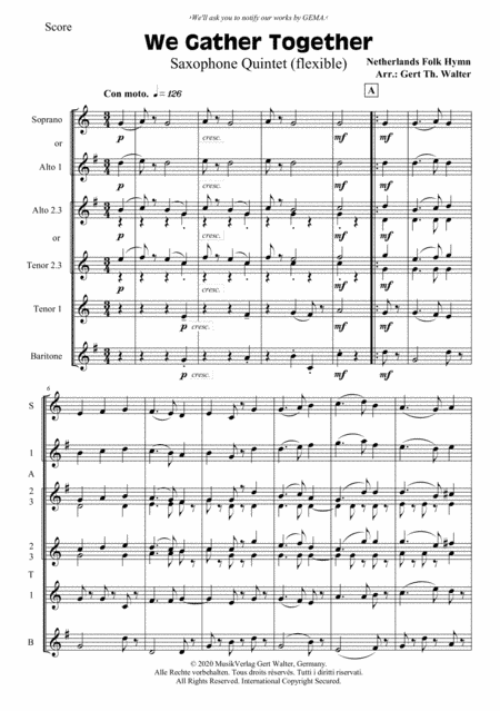 We Gather Together (arr. Gert Th. Walter)