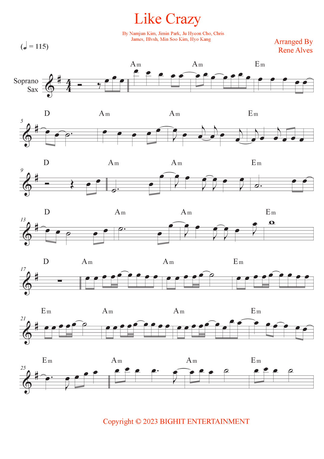 Like Crazy (arr. Rene Alves)