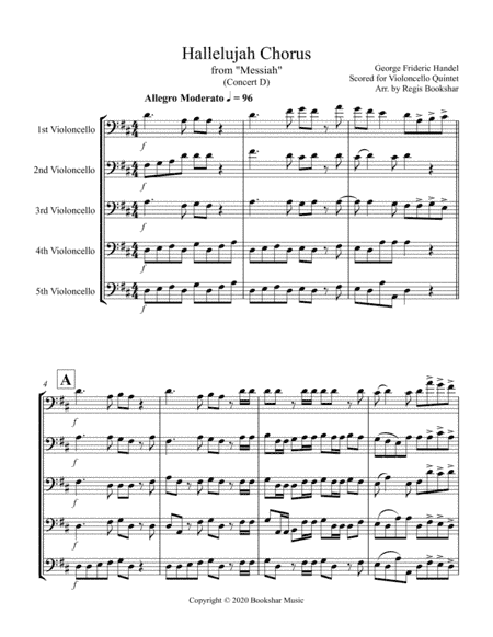 Hallelujah (from "Messiah") (D) (Violoncello Quintet) (arr. Regis Bookshar)