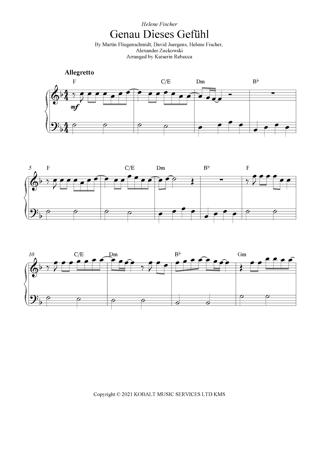 Genau Dieses Gefuhl (arr. Kaiserin Rebecca)