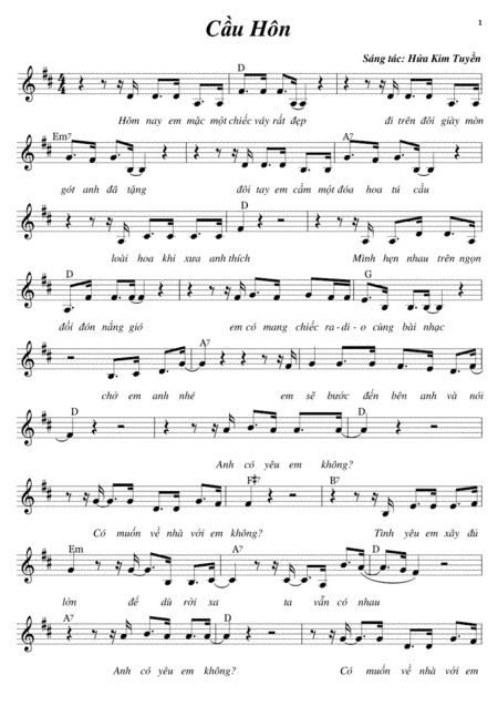 Cau Hon Sheet Music and Chords