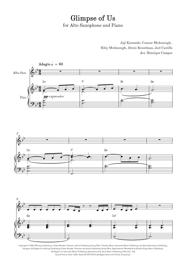 Glimpse Of Us (arr. Henrique Campos)
