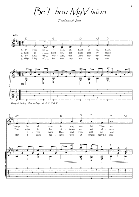 Be Thou My Vision guitar fingerstyle (arr. PianoSheetNow)