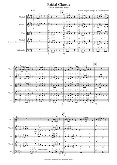 Bridal Chorus "Here Comes The Bride" for String Quartet (arr. David Burndrett)