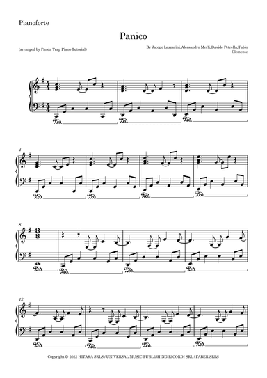 Panico (feat. Takagi & Ketra) (arr. Panda Trap Piano Tutorial)