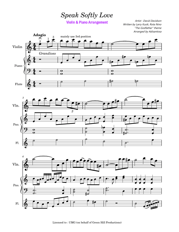 Speak Softly Love (arr. Adisantosa)