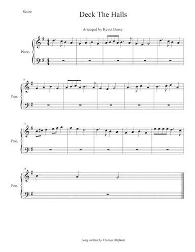 Deck The Halls - Piano (arr. Kevin Busse)