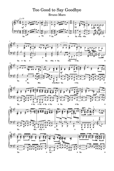 Too Good To Say Goodbye (arr. Bruno Mars)