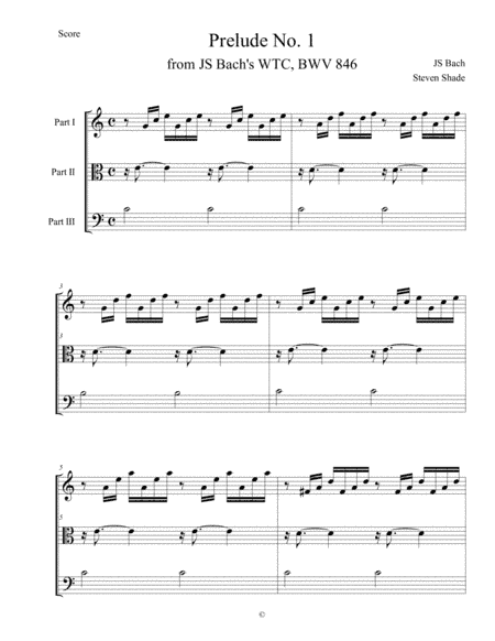 Bach - Prelude No. 1 in C major, BWV 846 (arr. Steve Shade)