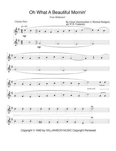 Oh, What A Beautiful Mornin' (arr. P. R. Frederick)