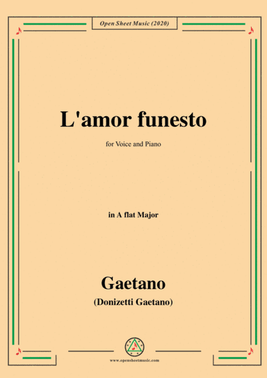 Donizetti-L'amor funesto,in A flat Major,for Voice and Piano (arr. MSM)