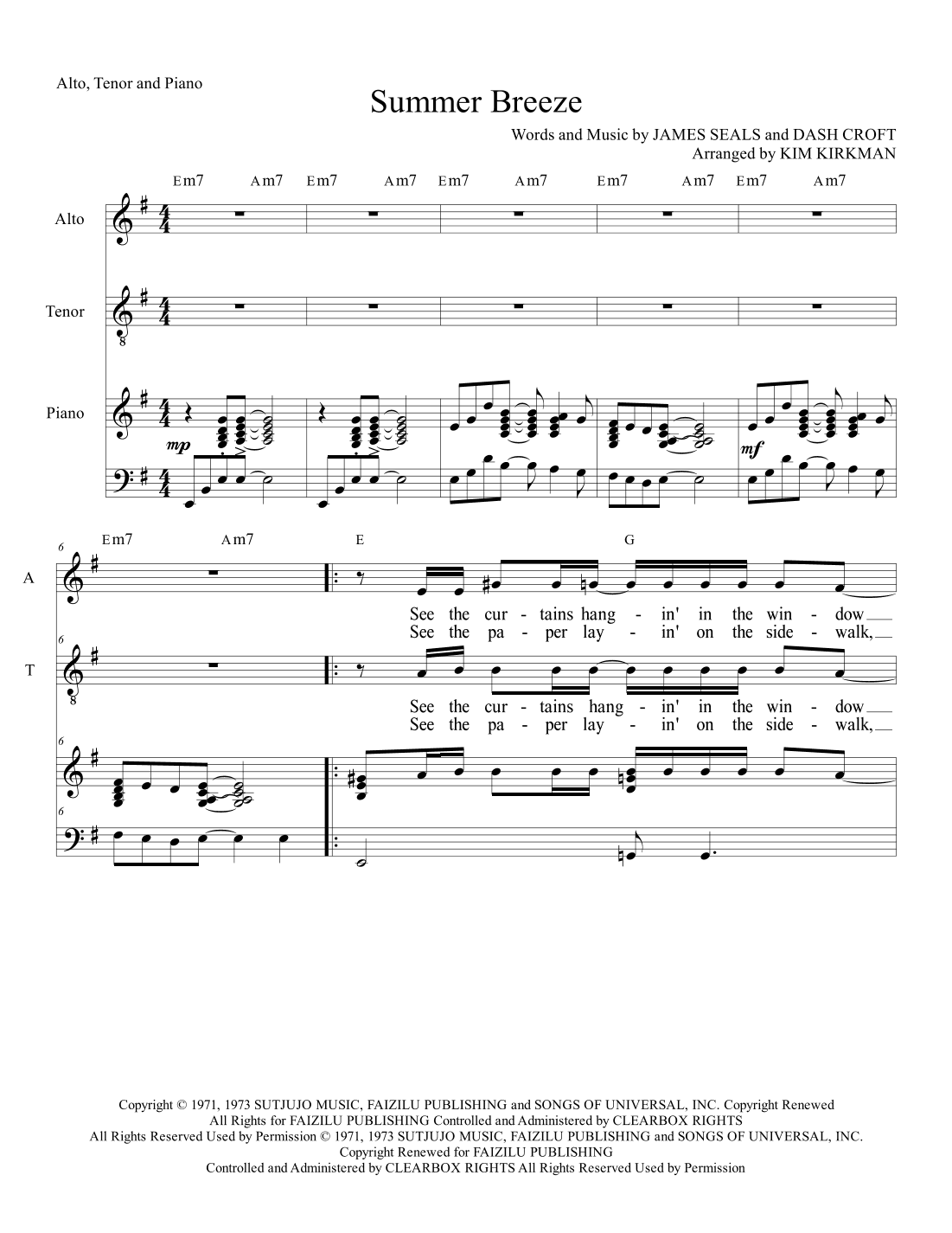 Summer Breeze (arr. Kim Kirkman)