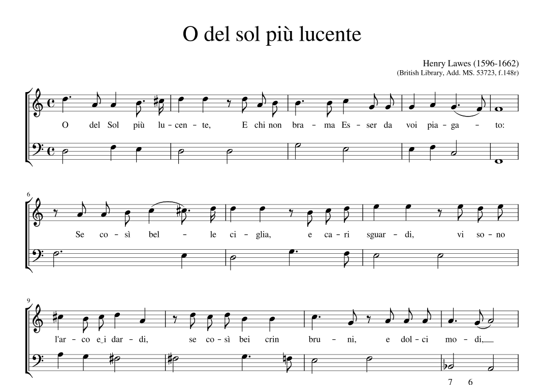 O del sol più lucente (arr. Early Music Scores)