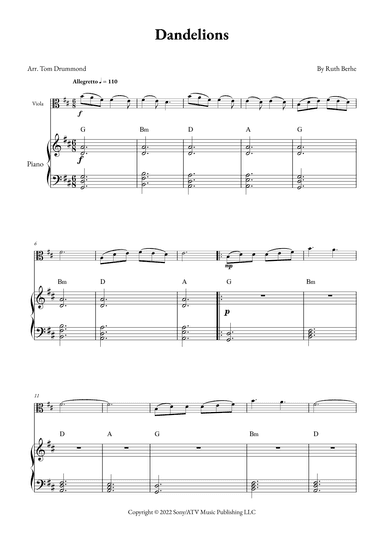Dandelions (arr. Tom Drummond)