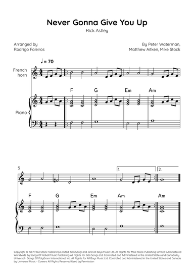 Never Gonna Give You Up (arr. Rodrigo Faleiros)