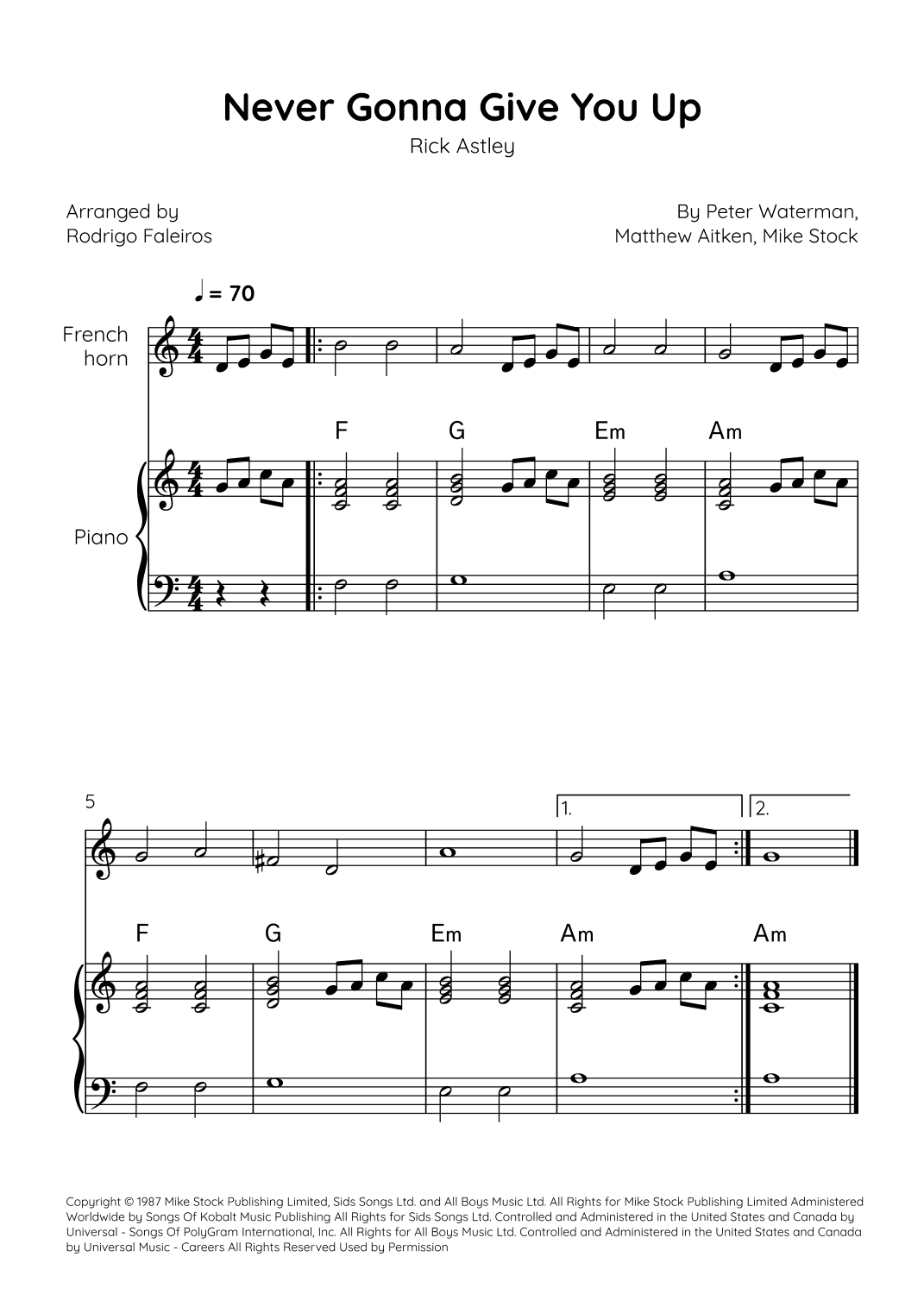 Never Gonna Give You Up (arr. Rodrigo Faleiros)