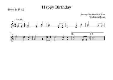 Happy Birthday to you Horn duet (arr. Daniel H Rosa)