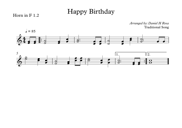 Happy Birthday to you Horn duet (arr. Daniel H Rosa)