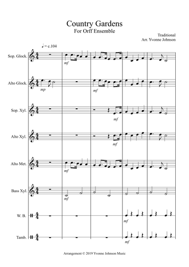 Country Gardens - For Orff Ensemble (arr. Yvonne Johnson)