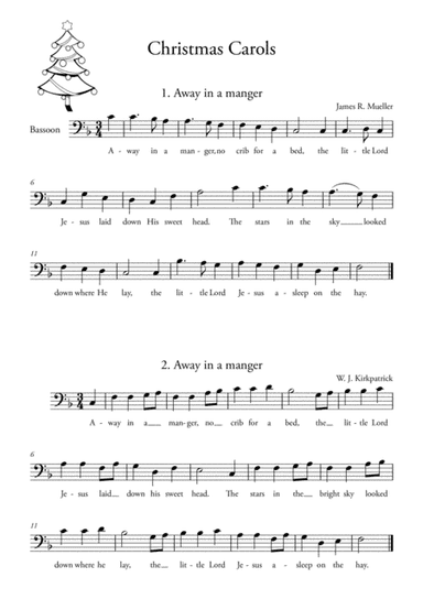 20 Easy Christmas Carols for BASSOON (arr. Ahiva Editions)