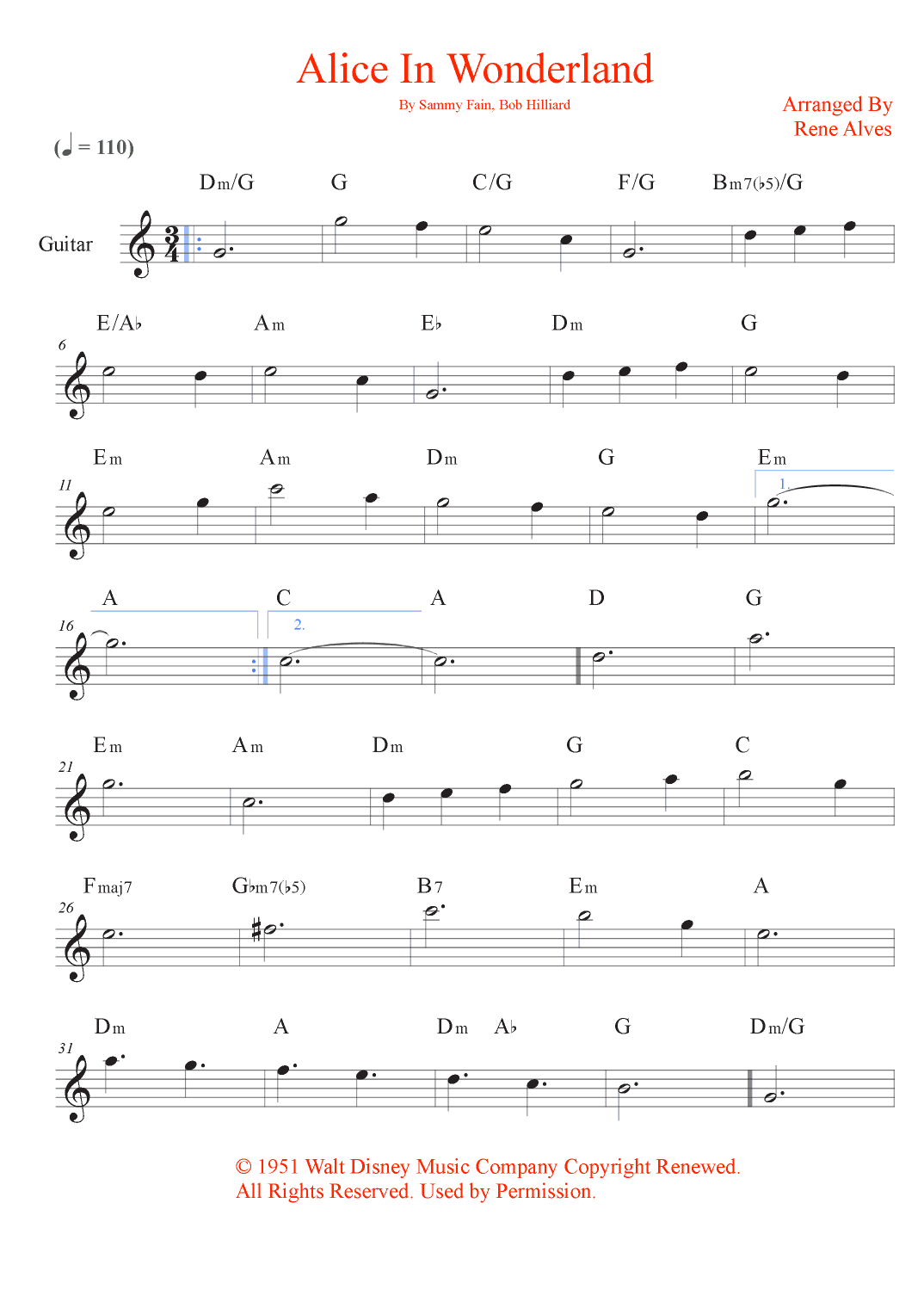 Alice In Wonderland (arr. Rene Alves)