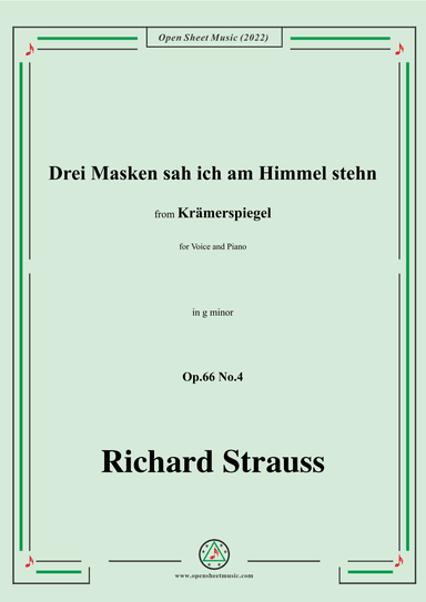 Richard Strauss-Drei Masken sah ich am Himmel stehn,in g minor,Op.66 No.4 (arr. OSM Press)