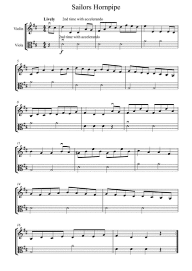 Hornpipe - Duet for Violin and Viola (Open Strings) (arr. Julie Doubleday)