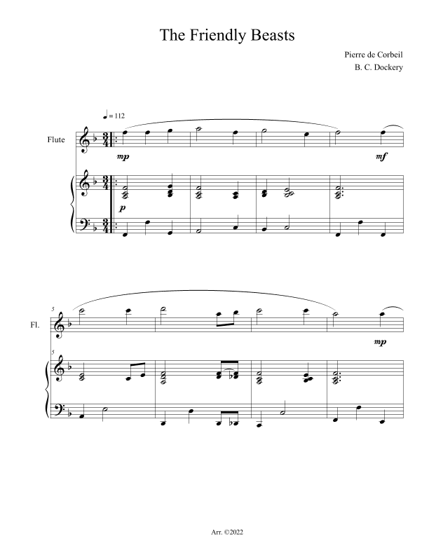 The Friendly Beasts (Flute Solo with Piano Accompaniment) (arr. B. C. Dockery)