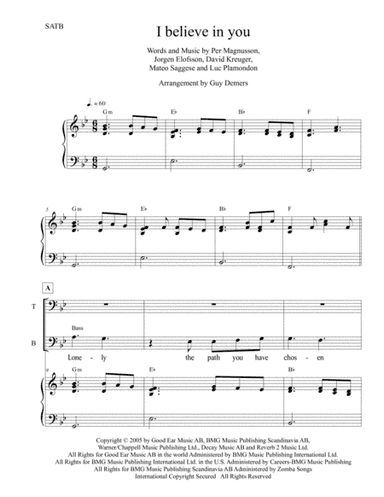 I Believe In You (arr. Guy Demers)