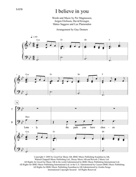 I Believe In You (arr. Guy Demers)