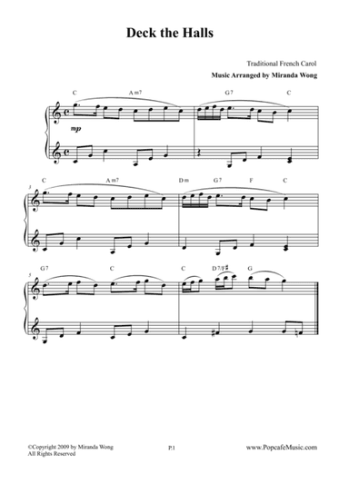 Deck the Hall - Easy Christmas Piano Solo (arr. Miranda Wong)
