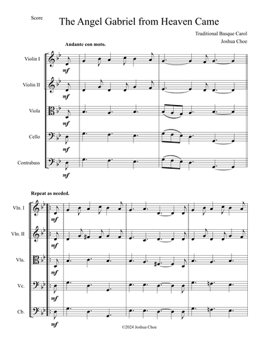 The Angel Gabriel from Heaven Came (in g minor) (arr. Joshua Choe)