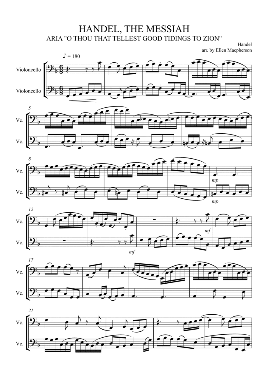 Cello Duet - Handel, The Messiah - Aria, "O Thou That Tellest Good Tidings To Zion" (arr. Ellen Macpherson)