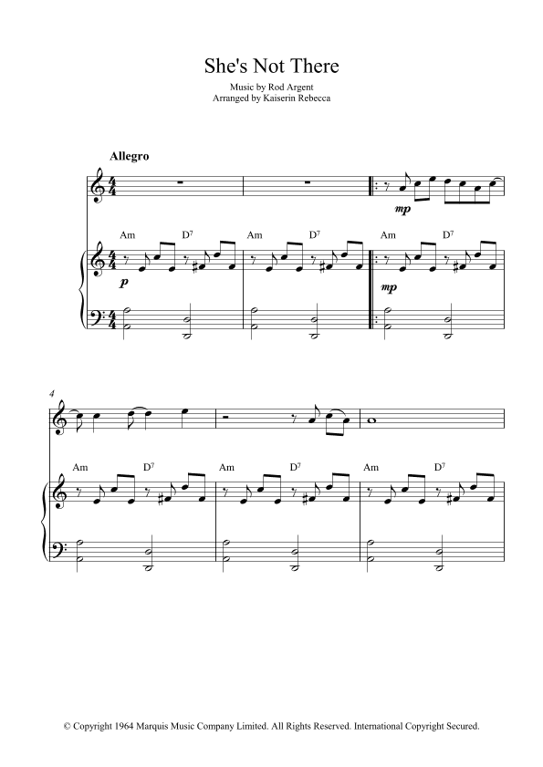 She's Not There (arr. Kaiserin Rebecca)
