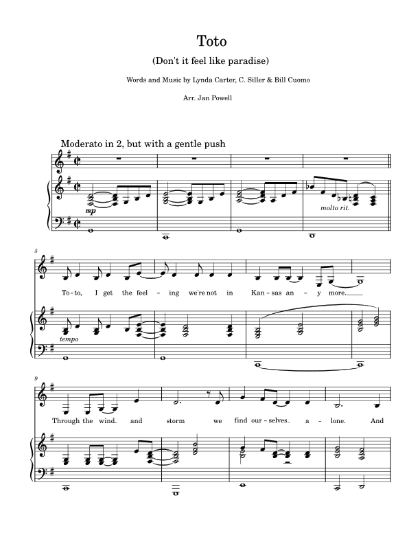 Toto, Don't It Feel Like Paradise (arr. Jan Powell)