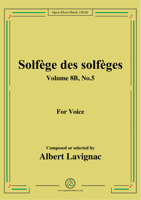Lavignac-Solfège des solfèges,Volume 8B,No.5,for Voice (arr. MSM)