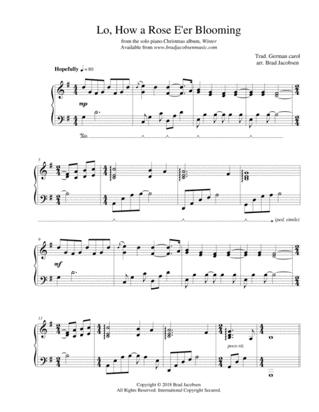 Lo, How a Rose E'er Blooming (arr. Brad Jacobsen)
