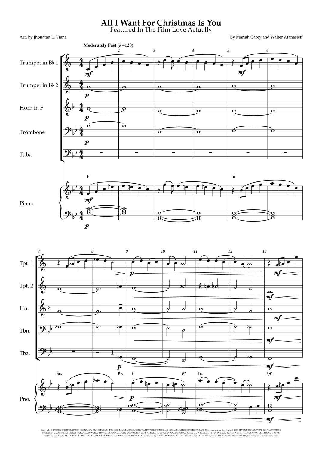 All I Want For Christmas Is You (arr. Jhonatan Lucio Viana)