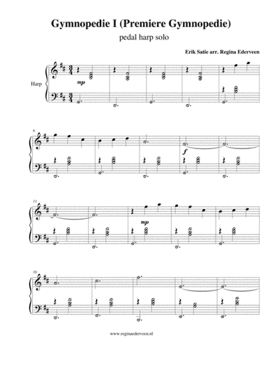 Gymnopedie I (Premiere Gymnopedie) - pedal harp solo