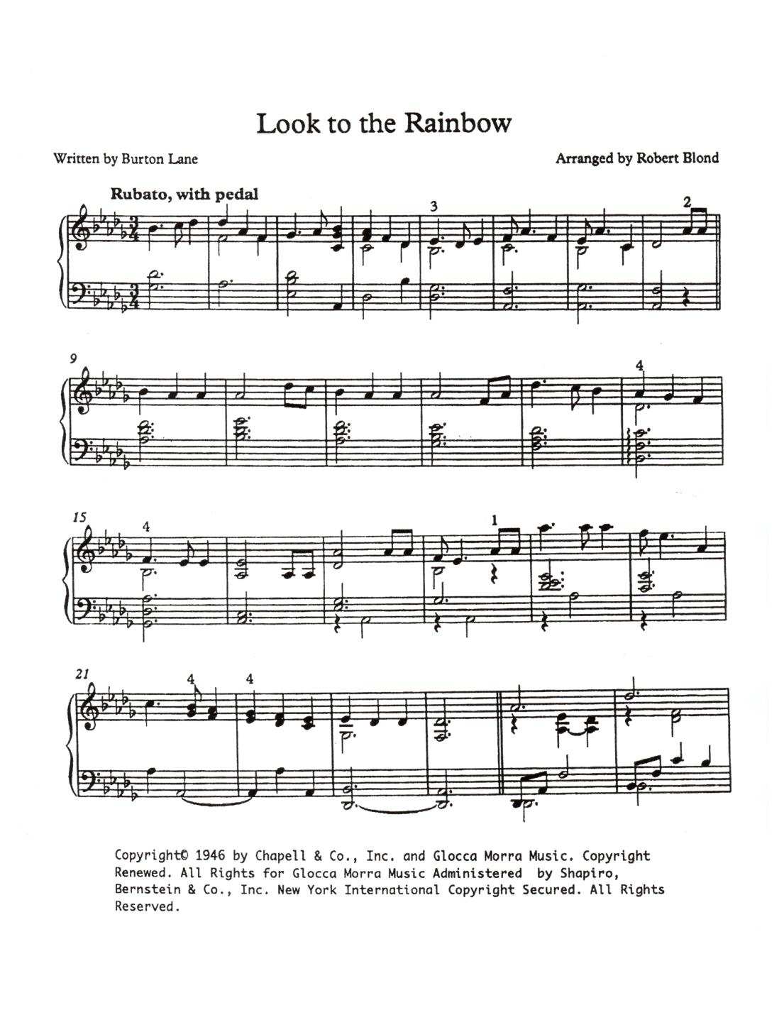 Look To The Rainbow (arr. Robert Blond)