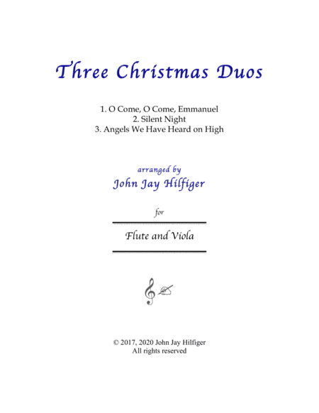 Three Christmas Duos for Flute and Viola (arr. John Jay Hilfiger)
