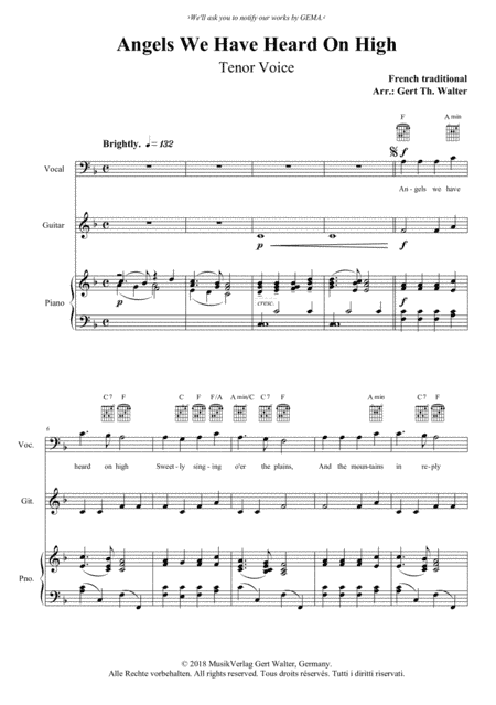 Angels We Have Heard On High (arr. Gert Th. Walter)