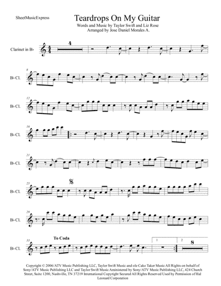 Teardrops On My Guitar (arr. Jose Daniel Morales A.)