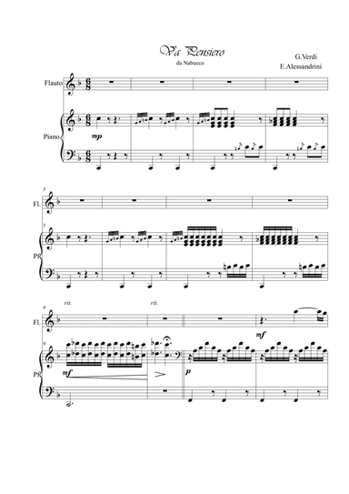 Va pensiero (from Nabucco). Flute and piano (arr. Ester Alessandrini)