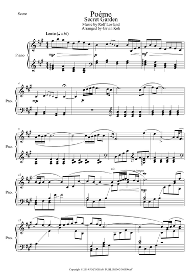 Poeme (arr. Gavin Koh)