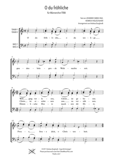 O du fröhliche (für Männerchor TTBB acapella) - Weihnachten (arr. Andreas Burghardt)